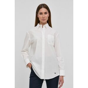 Bavlněné tričko Weekend Max Mara dámská, bílá barva, relaxed, s klasickým límcem