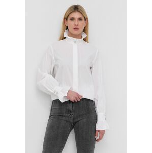 Bavlněné tričko Custommade dámská, bílá barva, regular, s klasickým límcem
