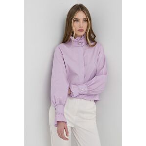 Bavlněné tričko Custommade dámská, fialová barva, regular, s klasickým límcem