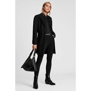 Vlněný kabát AllSaints černá barva, přechodný