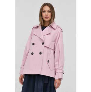 Kabát Weekend Max Mara dámský, růžová barva, přechodný, dvouřadový