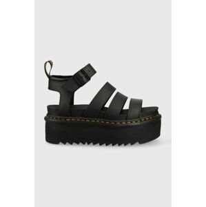 Kožené sandály Dr. Martens dámské, černá barva, na platformě, DM27296001.Blaire.Quad-Black.Hydr