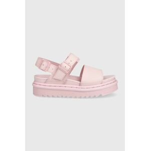 Kožené sandály Dr. Martens dámské, růžová barva, na platformě