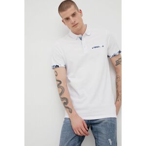 Bavlněné polo tričko Produkt by Jack & Jones bílá barva