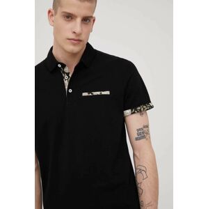 Bavlněné polo tričko Produkt by Jack & Jones černá barva, hladký