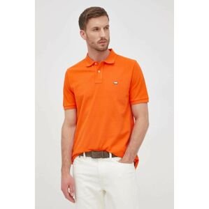 Bavlněné polo tričko Woolrich oranžová barva, hladký