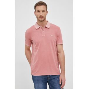 Polo tričko Woolrich pánský, růžová barva, hladký