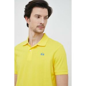 Bavlněné polo tričko La Martina žlutá barva