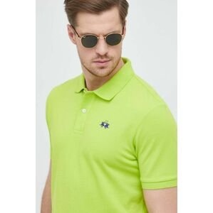 Bavlněné polo tričko La Martina zelená barva