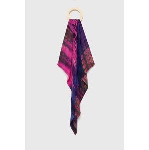 Šátek Desigual dámská, fialová barva, vzorovaná