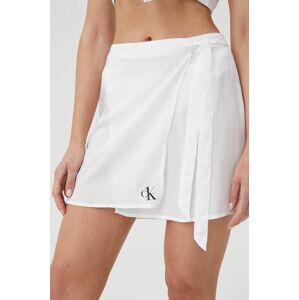 Plážová sukně Calvin Klein bílá barva, mini, áčková