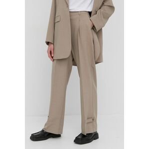 Kalhoty Herskind Logan dámské, béžová barva, jednoduché, high waist