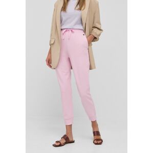 Bavlněné kalhoty Weekend Max Mara dámské, růžová barva, hladké