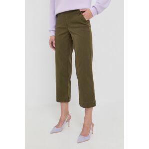 Kalhoty Spanx dámské, zelená barva, jednoduché, high waist