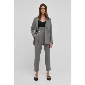 Kalhoty Custommade dámské, šedá barva, jednoduché, high waist