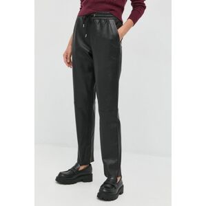 Kožené kalhoty Notes du Nord dámské, černá barva, jednoduché, high waist