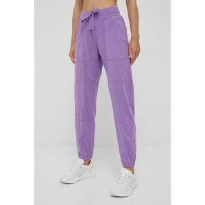 Bavlněné kalhoty Deha dámské, fialová barva,
