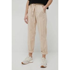 Kalhoty Deha dámské, béžová barva, jednoduché, medium waist