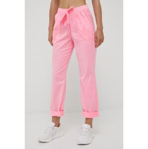 Kalhoty Deha dámské, růžová barva, jednoduché, medium waist