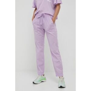 Kalhoty Deha dámské, fialová barva, jednoduché, high waist
