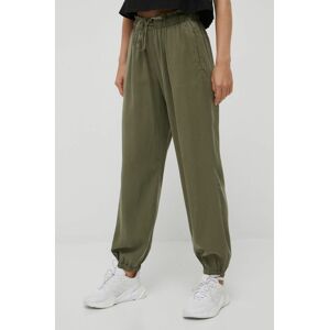 Kalhoty Deha dámské, zelená barva, jogger, high waist