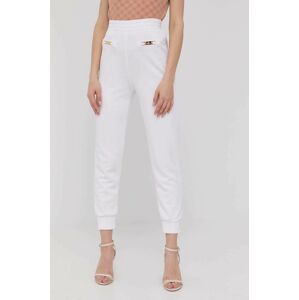 Kalhoty Elisabetta Franchi dámské, bílá barva, hladké