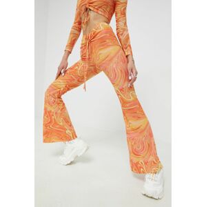 Kalhoty Sixth June dámské, oranžová barva, zvony, medium waist