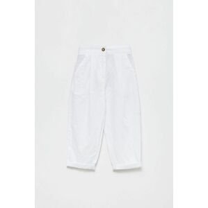 Kalhoty s lněnou směsí pro děti United Colors of Benetton bílá barva, hladké