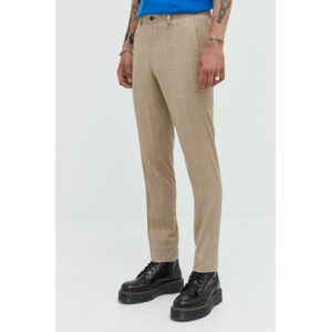 Kalhoty Premium by Jack&Jones pánské, béžová barva, ve střihu chinos