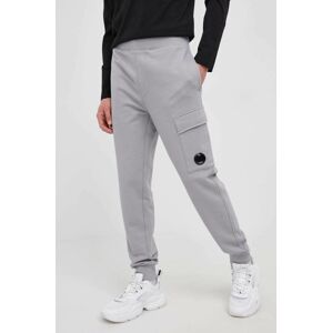 Bavlněné kalhoty C.P. Company pánské, šedá barva, hladké