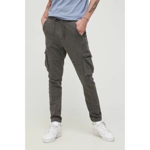 Bavlněné kalhoty Only & Sons pánské, šedá barva, hladké