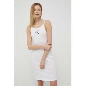 Bavlněné plážové šaty Calvin Klein bílá barva, mini, přiléhavá