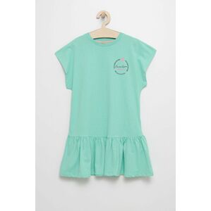 Dětské bavlněné šaty Femi Stories tyrkysová barva, mini
