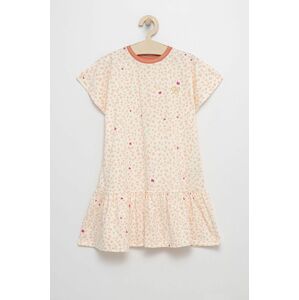 Dětské bavlněné šaty Femi Stories béžová barva, mini