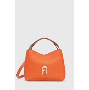 Kožená kabelka Furla oranžová barva