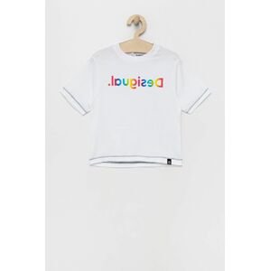 Dětské bavlněné tričko Desigual bílá barva, s potiskem