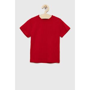 Dětské bavlněné tričko OVS červená barva, hladký