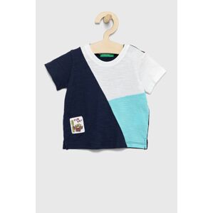 Dětské bavlněné tričko United Colors of Benetton tmavomodrá barva, s aplikací