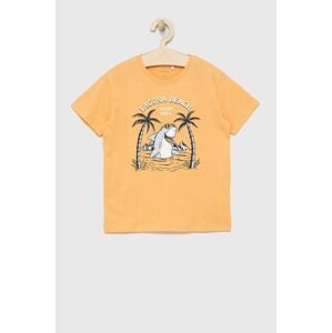 Dětské bavlněné tričko Name it oranžová barva, s potiskem