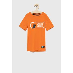Dětské bavlněné tričko Jack & Jones oranžová barva, s potiskem