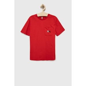 Dětské bavlněné tričko Birba&Trybeyond červená barva, s potiskem