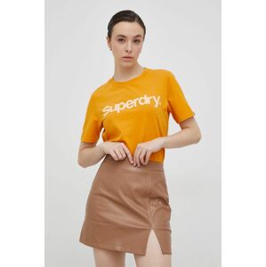 Bavlněné tričko Superdry oranžová barva