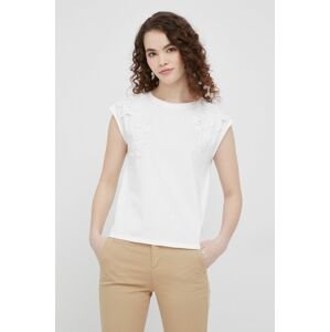 Bavlněné tričko Pennyblack bílá barva