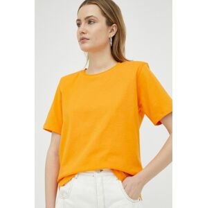 Bavlněné tričko Gestuz oranžová barva