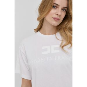 Bavlněné tričko Elisabetta Franchi bílá barva
