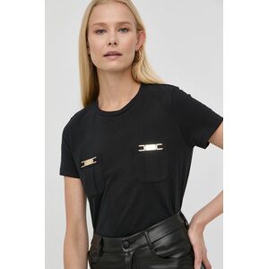 Bavlněné tričko Elisabetta Franchi černá barva
