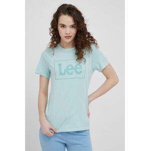 Bavlněné tričko Lee zelená barva