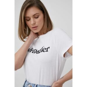 Bavlněné tričko Wrangler bílá barva