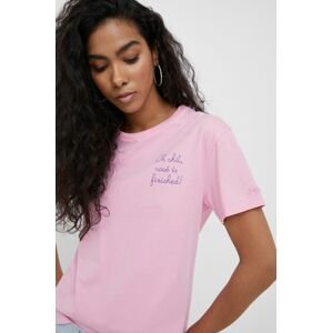 Bavlněné tričko MC2 Saint Barth růžová barva