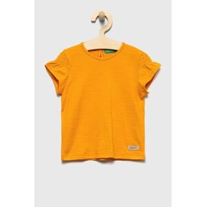 Dětské bavlněné tričko United Colors of Benetton oranžová barva